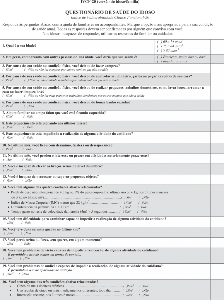 Como o IVCF-20 auxilia a avaliar o idoso